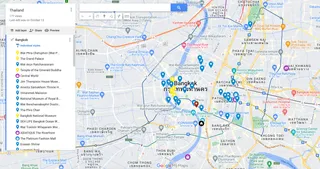 Mapa de viajes de Bangkok, Tailandia