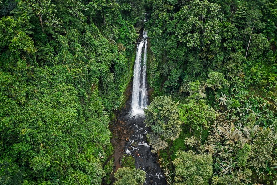 Vista por drones de la cascada GitGit en Bali