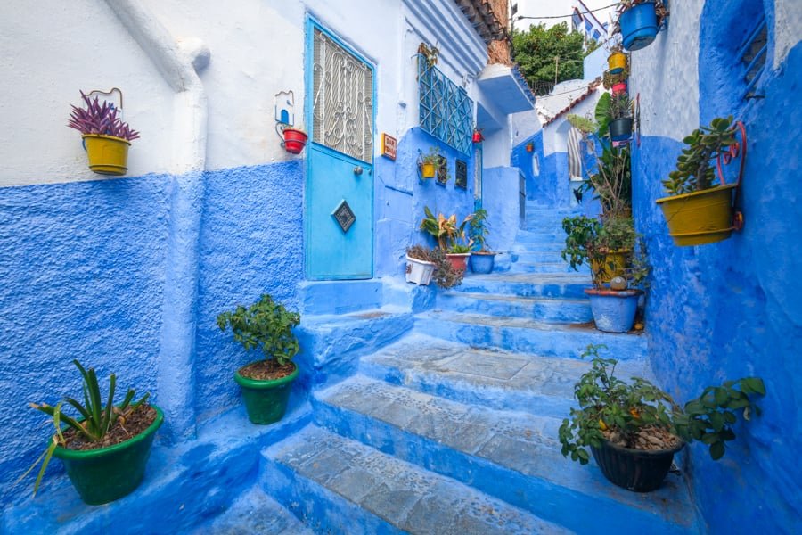 Callejón De Ollas De Colores Ciudad Azul Chefchaouen Marruecos