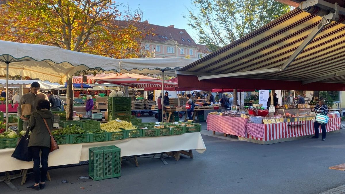 Uno de los mercados de agricultores de Graz