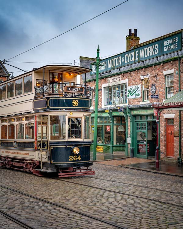 Un tranvía en el museo Beamish en Durham