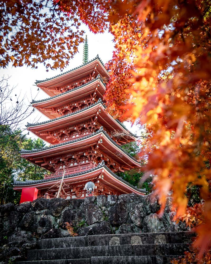 Un hermoso templo pagoda roja, parte de la peregrinación de Shikoku a través de Kochi